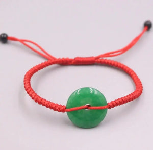 Green Jade Safety Buckle Bracelet DIY Hand Knotting Health Wealth Lucky Women Ja