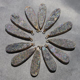 Natural Grey Water Drop Druzy Stone Necklaces Pendant