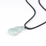 Hand-carved Jadeite Bottle Gourd 925 Silver Pendant