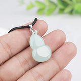 Hand-carved Jadeite Bottle Gourd 925 Silver Pendant