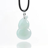 Hand-carved Jadeite Bottle Gourd 925 Silver Pendant