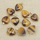 Natural Heart Shape Tiger Eye Stone Pendant Necklace Charms Making