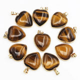 Natural Heart Shape Tiger Eye Stone Pendant Necklace Charms Making