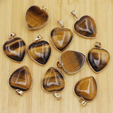 Natural Heart Shape Tiger Eye Stone Pendant Necklace Charms Making