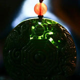 Hetian Jade Gossip Green Pendant Necklace Men Women with Chain