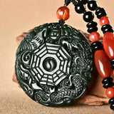 Hetian Jade Gossip Green Pendant Necklace Men Women with Chain