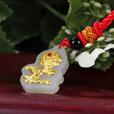 Hetian Jade Lucky Love Rose Flower Pendant 24K Yellow Women