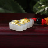 Hetian Jade Lucky Love Rose Flower Pendant 24K Yellow Women