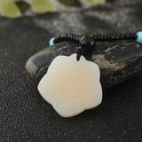 Hetian Jade Rose Flower Pendant 24K Yellow Gold Women