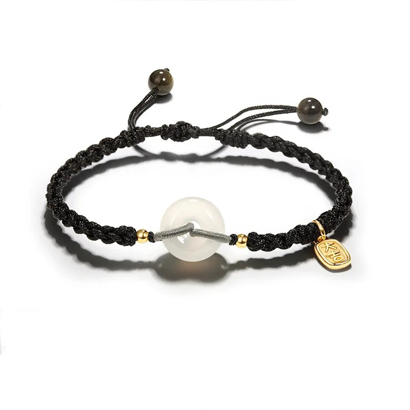 Hetian Jade Lucky Bracelets Black/Pink Couple Fine Jewelry