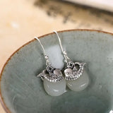Natural Hetian Jade Koi Earrings Retro Chinese Style Craft Charm