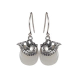 Natural Hetian Jade Koi Earrings Retro Chinese Style Craft Charm