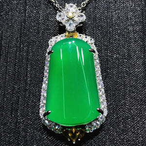 Green Chalcedony Pendant Agate Necklace for Women