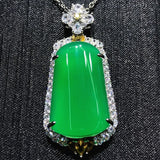 Green Chalcedony Pendant Agate Necklace for Women