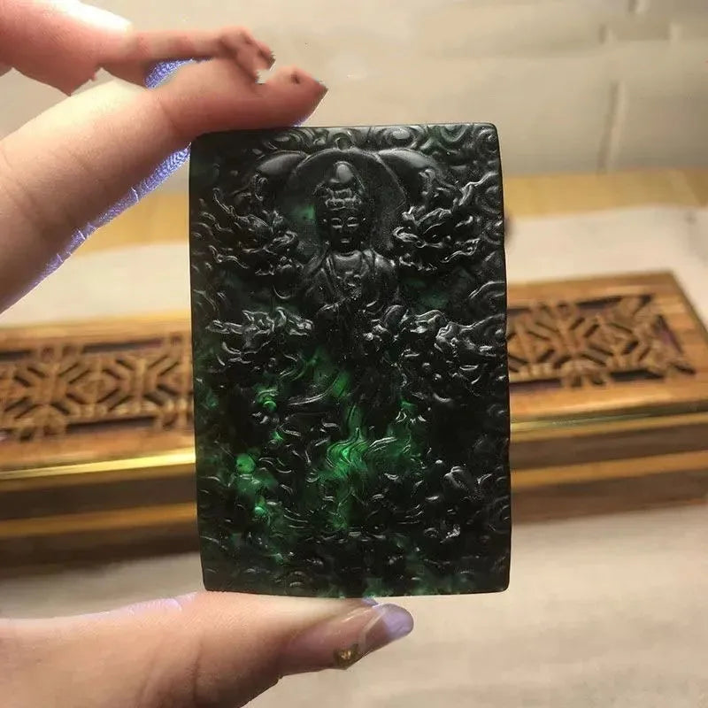Ice Medicine King Shi Jiulong Guanyin Pendant Dragon Protector