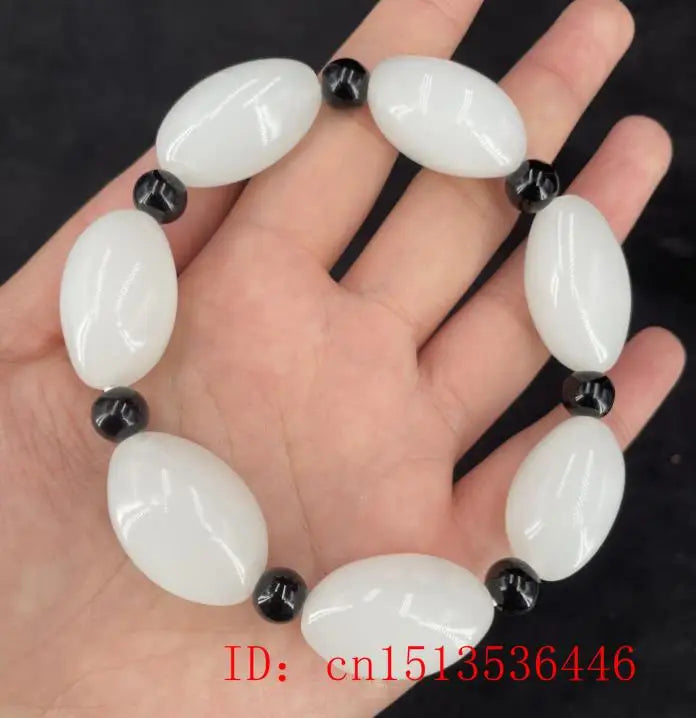 Hotan Jade Beads Elastic Bracelet DIY Lucky Jade Jewelry Female Exorcism Amulet