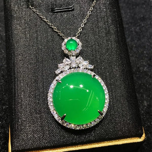 Natural Chrysotile Round Pendant Ladies Agate Necklace