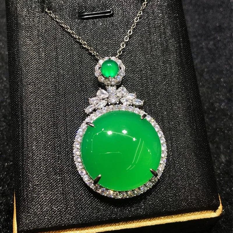 Natural Chrysotile Round Pendant Ladies Agate Necklace