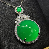 Natural Chrysotile Round Pendant Ladies Agate Necklace