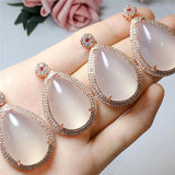 High Ice Chalcedony Drop Pendant Agate Necklace