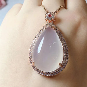 High Ice Chalcedony Drop Pendant Agate Necklace