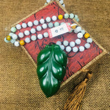 Natural JADE Leaf Pendant with Beaded Sweater Chain