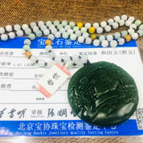 Round Jade Pendant with Beaded Chain Sweater Necklace