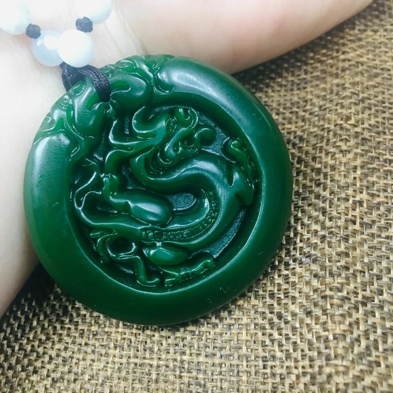 Vintage Dragon Pendant with Beaded Chain Sweater Chain