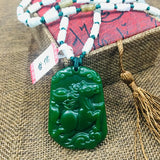 Green Lucky Horse Pendant with Bead Chain