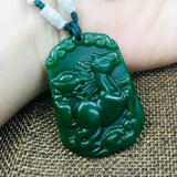Green Lucky Horse Pendant with Bead Chain