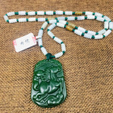 Green Lucky Horse Pendant with Bead Chain