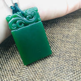 Jade Dragon Pendant Green Stone Necklace