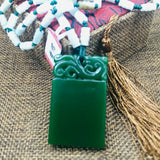 Jade Dragon Pendant Green Stone Necklace