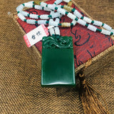 Jade Dragon Pendant Green Stone Necklace
