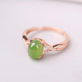 Hetian Jade Diamond Egg Ring Retro Charm Handicraft