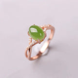 Hetian Jade Diamond Egg Ring Retro Charm Handicraft