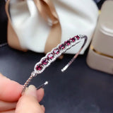 Natural Mg-Al Garnet Bracelet Women Inlaid Solid Gift