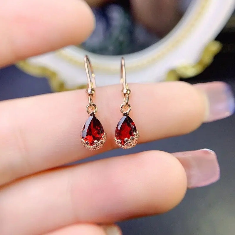 Natural MAGA Earrings 5*7mm S925 Silver Rose Style