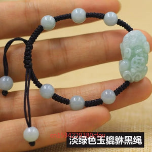 Myanmar Emerald Money Pixiu Bracelet for Health Wealth Lucky