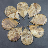 Painted Stone Water Drop Necklace Pendants 8Pcs