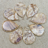 Painted Stone Water Drop Necklace Pendants 8Pcs