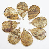 Painted Stone Water Drop Necklace Pendants 8Pcs