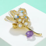 Pearl Crystal Zircon Flower Brooch Baroque Decorative Pin