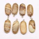 Multicolor Picture Stone Ellipse Necklace Pendant Diy Jewelry