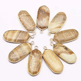 Multicolor Picture Stone Ellipse Necklace Pendant Diy Jewelry