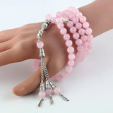 Natural Pink Crystal Stone Bracelet Tassel Crystal Jewelry Beads