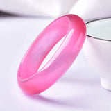 Natural Pink Opal Bracelet Wide Women's Bracelet