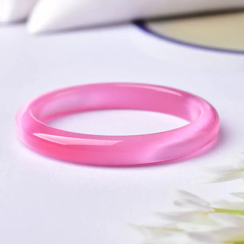 Natural Pink Opal Bracelet Wide Women's Bracelet