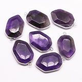 6Pcs Natural Polygon Stone Pendants Water Drop Shape Charms
