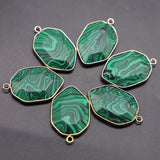 6Pcs Natural Polygon Stone Pendants Water Drop Shape Charms